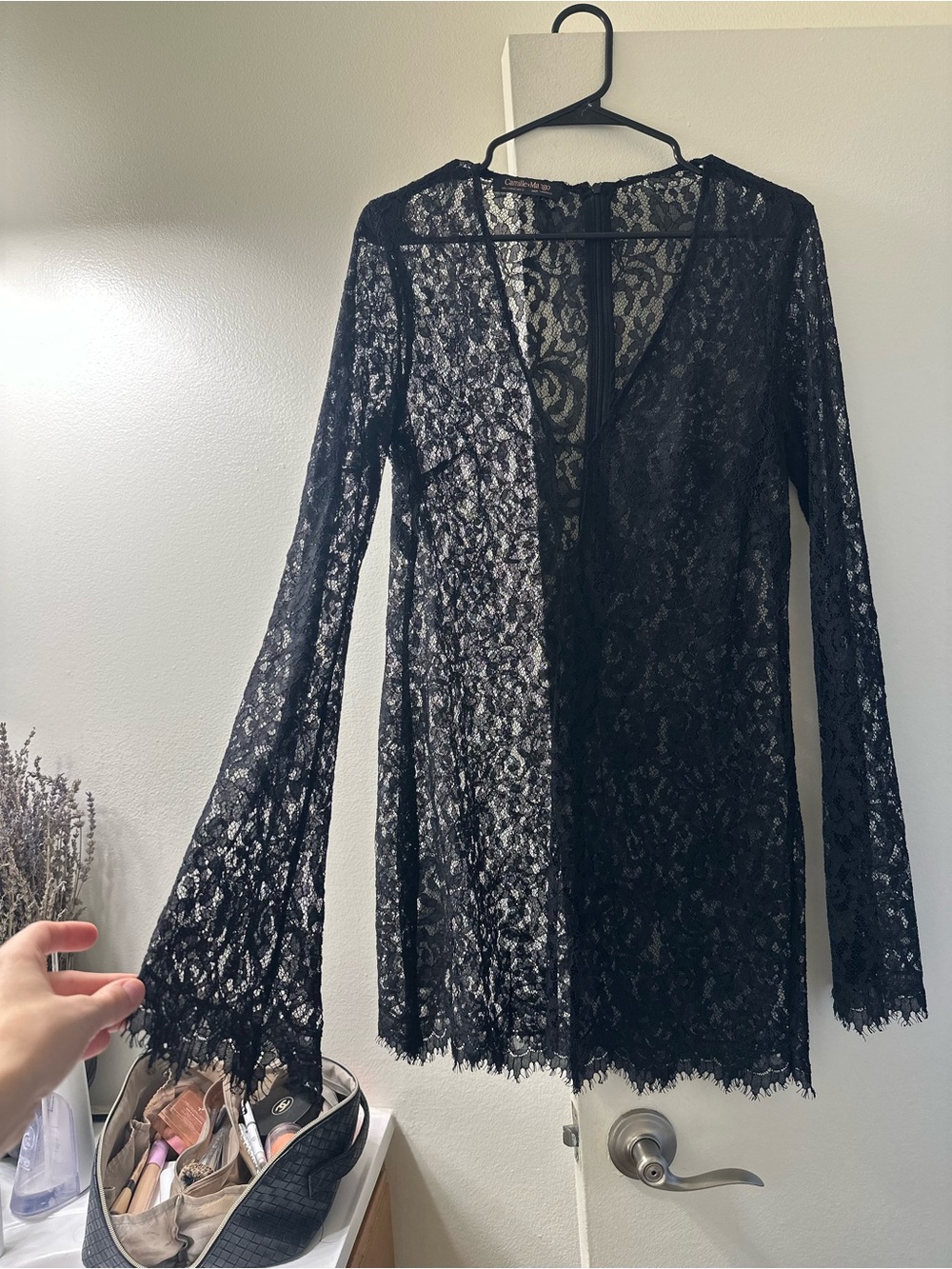 Camille Coelho x Mango Black Sheer Lace Dress (8)